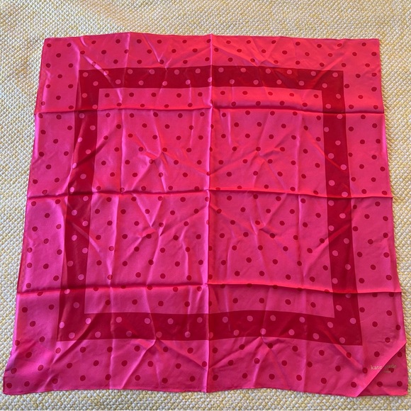 NWT Kate Spade Painterly Polka Dot 100% Silk Square Scarf Pink Cloud KS1003795C - Picture 6 of 8
